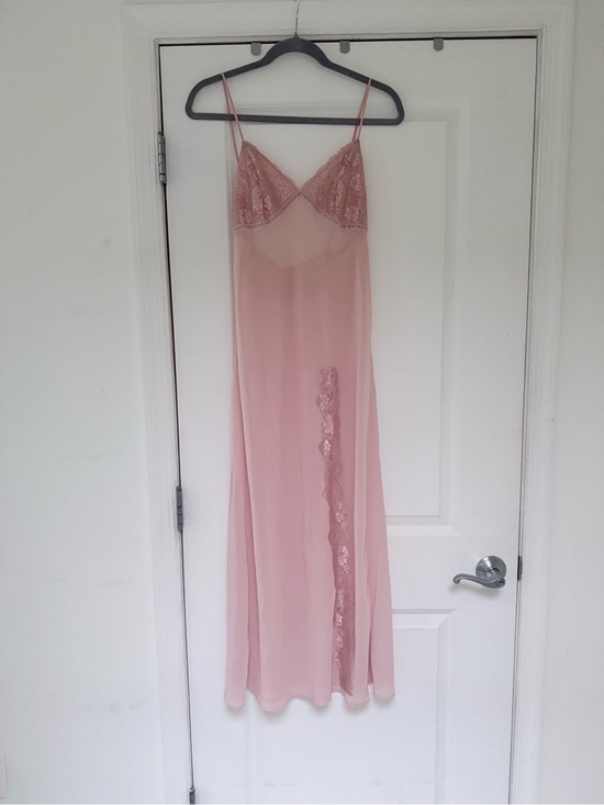 Victoria's Secret Other - Vintage Victoria’s Secret Maxi Nightgown Small Pink Lace High Slit Low Back Y2K